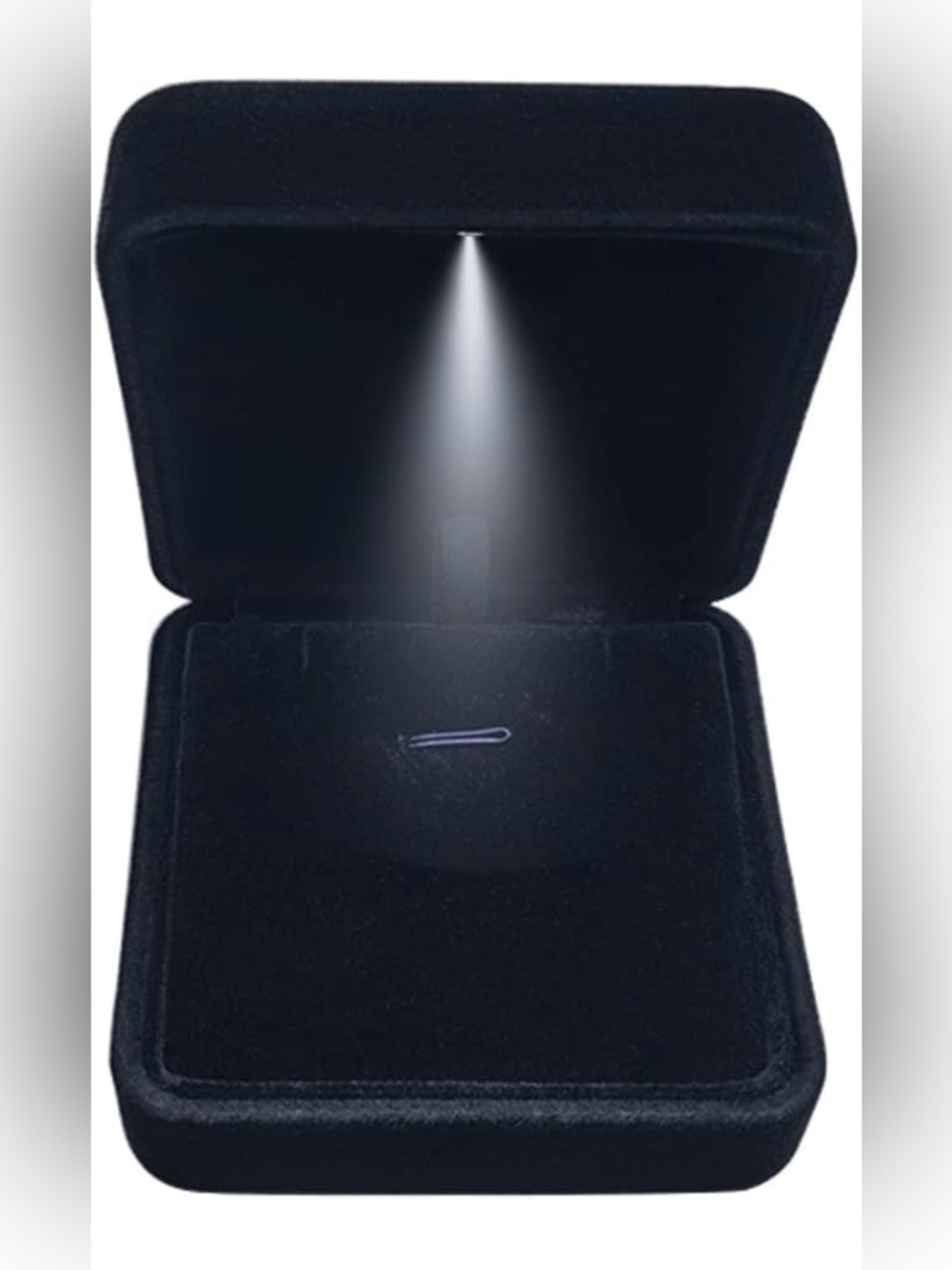 Black Velvet Jewelry Box with Interior Spotlight